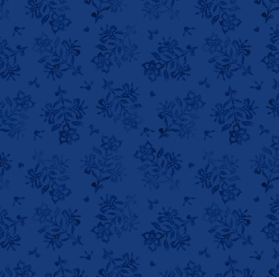 Lumin Amalfi Coast Susan Winget Navy Floral Stamp fabric
