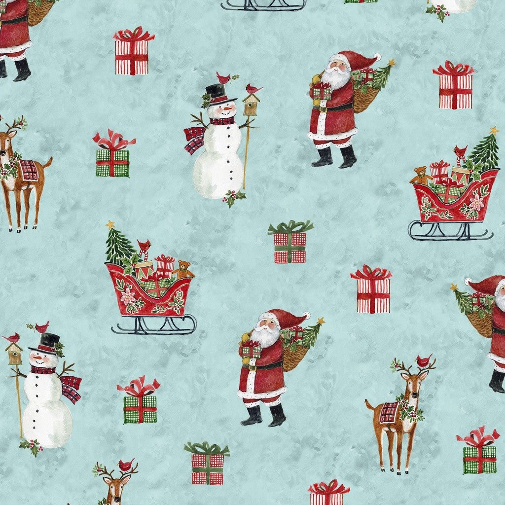 White Owl Textiles - Snowy Greetings - Susan Winget - W105-033-536 / Christmas Icons-Blue
