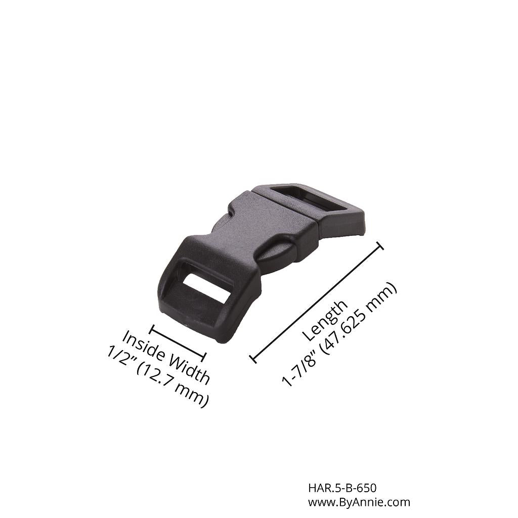 1/2" Side Release Buckle - Black Plastic
