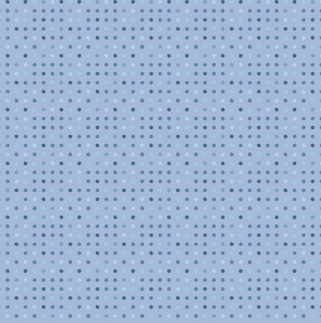 Poppie Cotton Blue Seeing Spots polka dot quilting cotton fabric