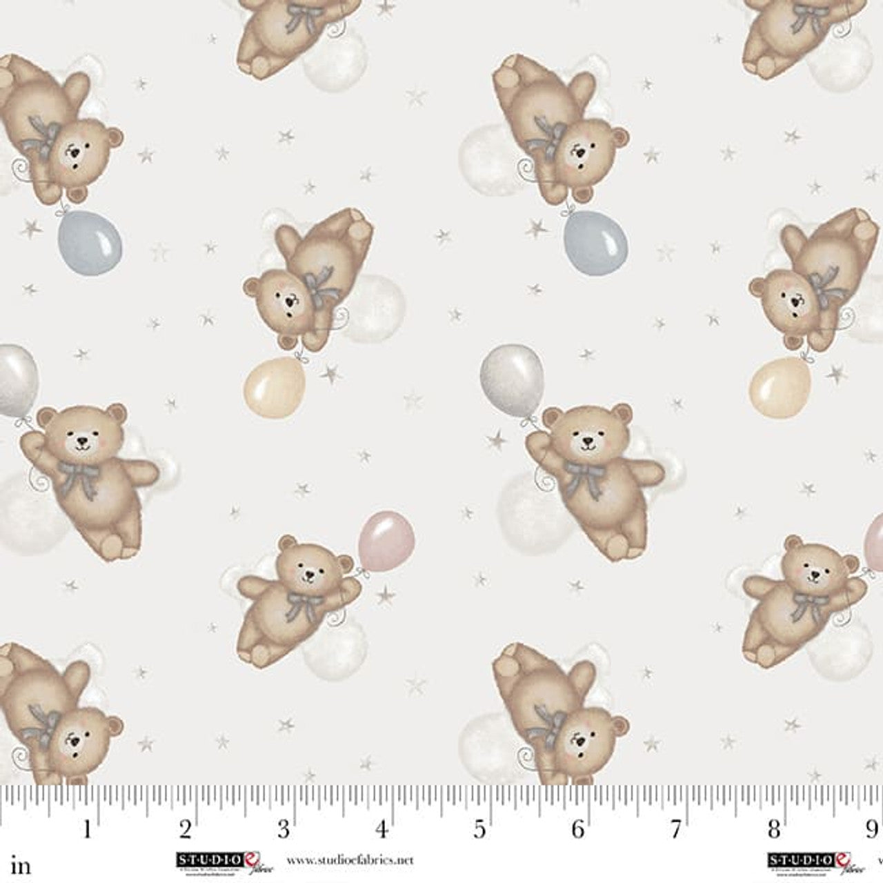 Sleepy Teddy Stripe Oatmeal Gray cotton quilting fabric