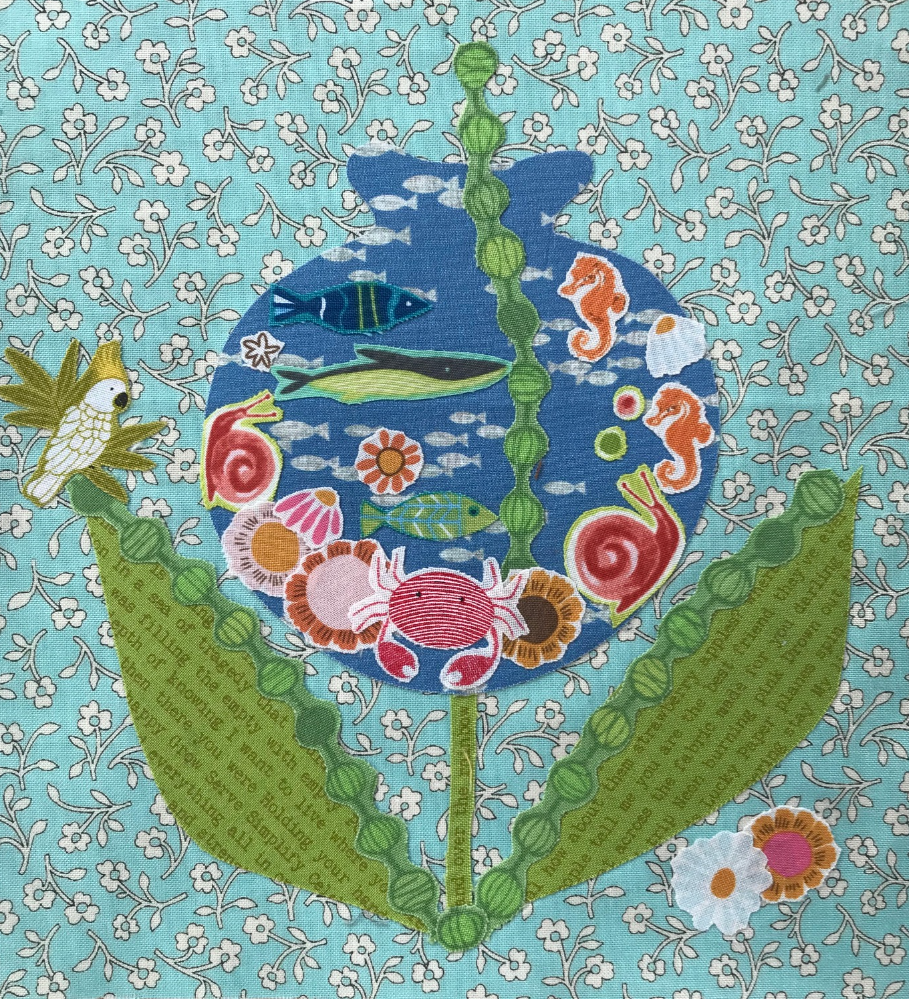 Whatevers 10 Fish Bowl pattern by Laura Heine fabric collage