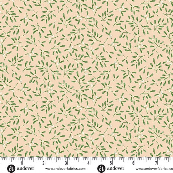 Andover - Makower UK - Country Christmas - Mistletoe Cream 235-Q