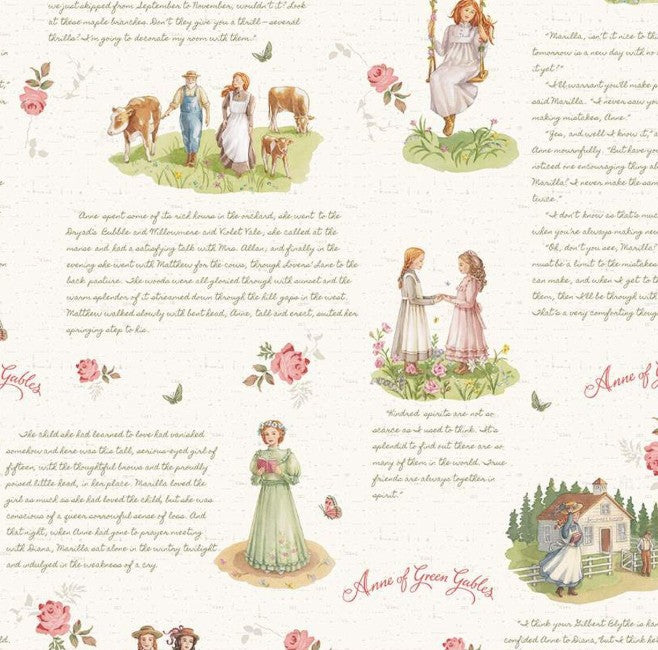 Riley Blake Anne of Green Gables Main Cream novelty quilting cotton