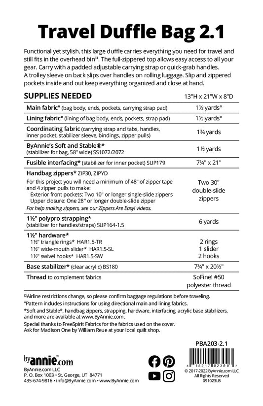 ByAnnie - Travel Duffle Bag 2.1 - Pattern