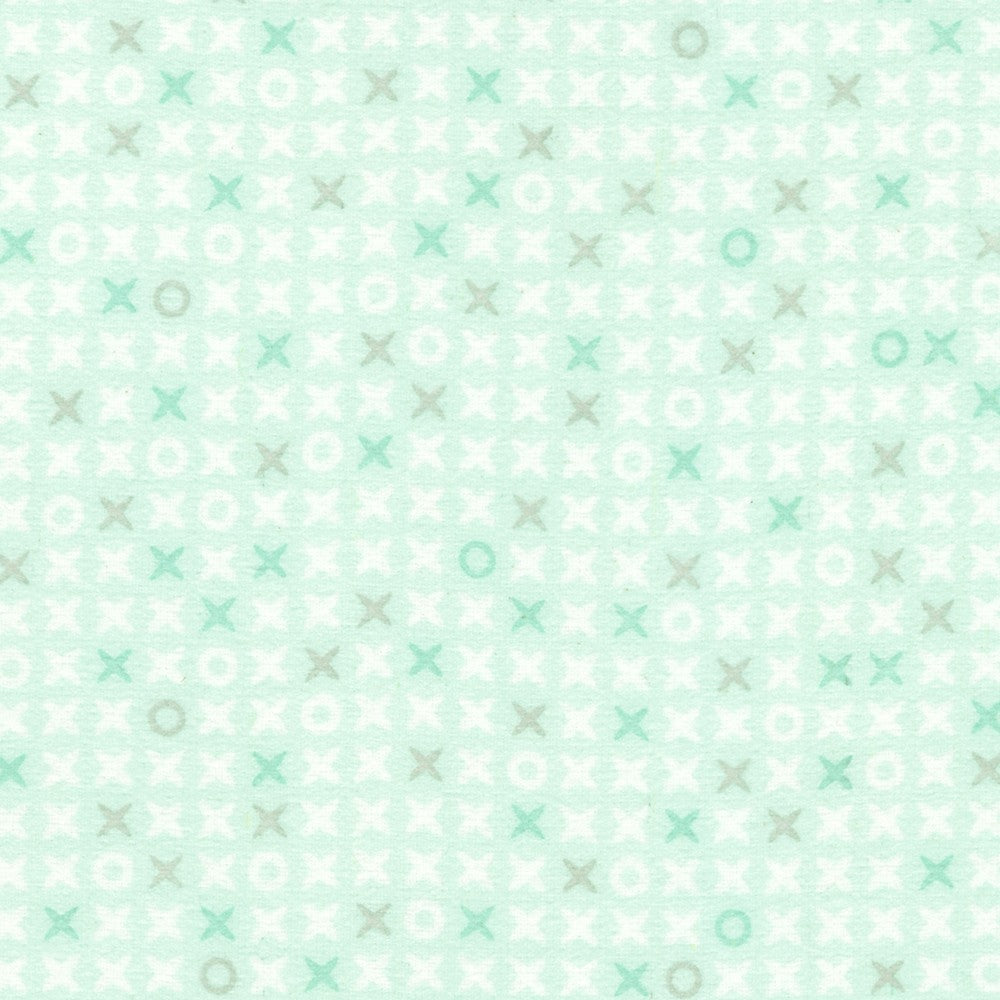 Cozy Cotton Flannel, XOXO, Sea Mist