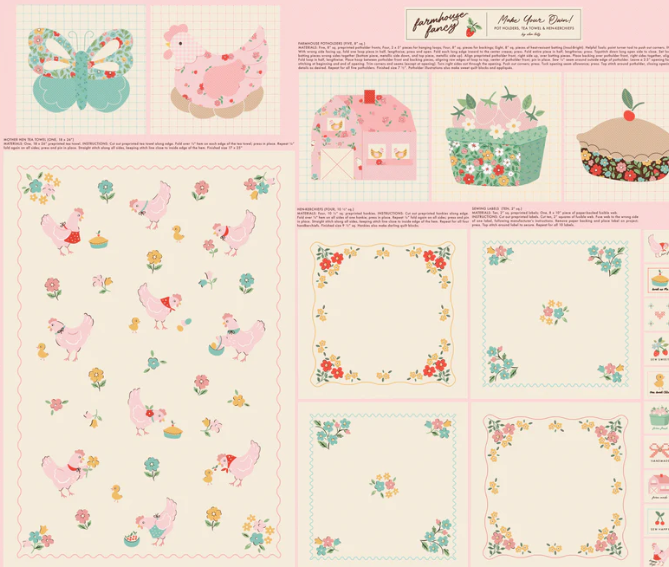 Poppie Cotton Farmhouse Fancy Tea Towel Project Panel FH25970 fabric panel