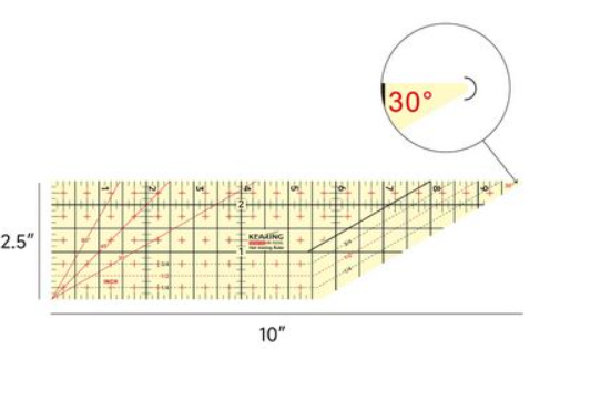 Kearing Hot Ironing Ruler 10" X 2.5" w/ 30 Degree