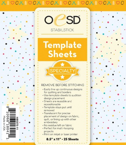 OESD Stabilstick template sheets for machine embroidery