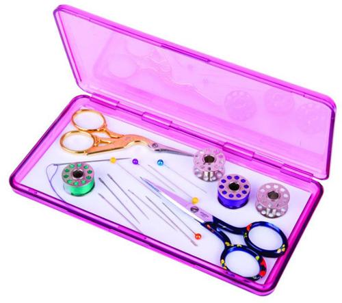 Slim Line Magnetic Box Clear Raspberry sewing notions storage