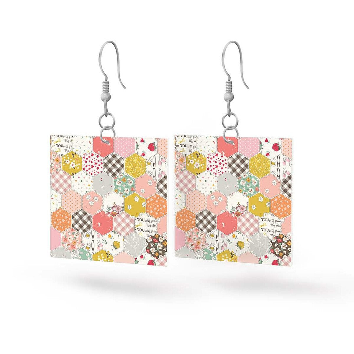 Hometown Leatherworks Square Earrings BloomBerry leather floral accessory
