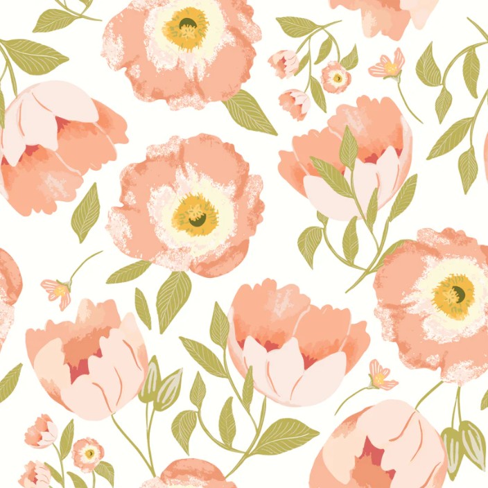 Poppie Cotton Fanciful White cotton quilting fabric