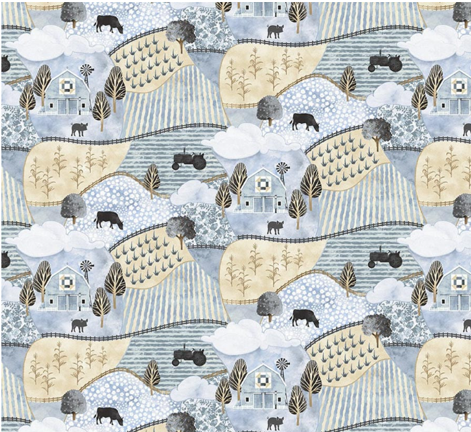 Studio E Farmhouse Fixer Upper Steel Blue quilting cotton fabric