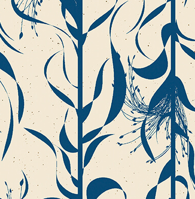 Benartex Broomcorn Blue Natural Wishflower quilting cotton