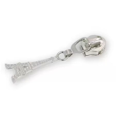 Four 5 Eiffel Tower Zipper Pulls Nickel