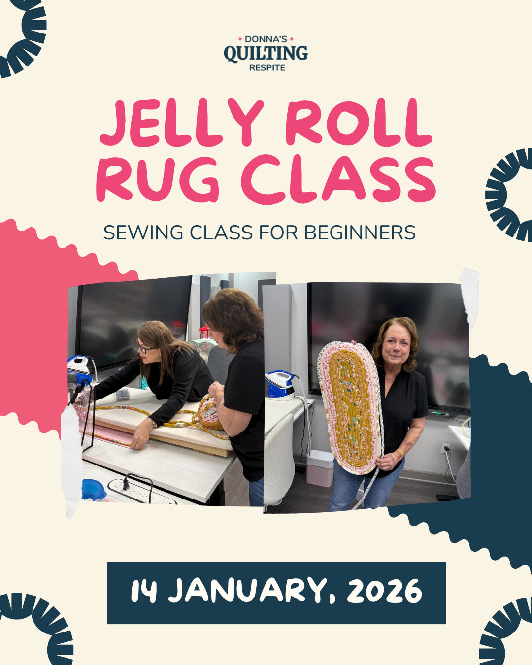 Jelly Roll Rug Class – Sewing Class for Beginners