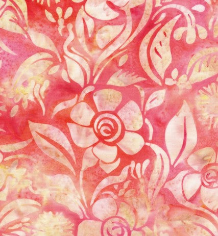 Island Batik Everlasting Floral Spun multi pink orange sunset batik