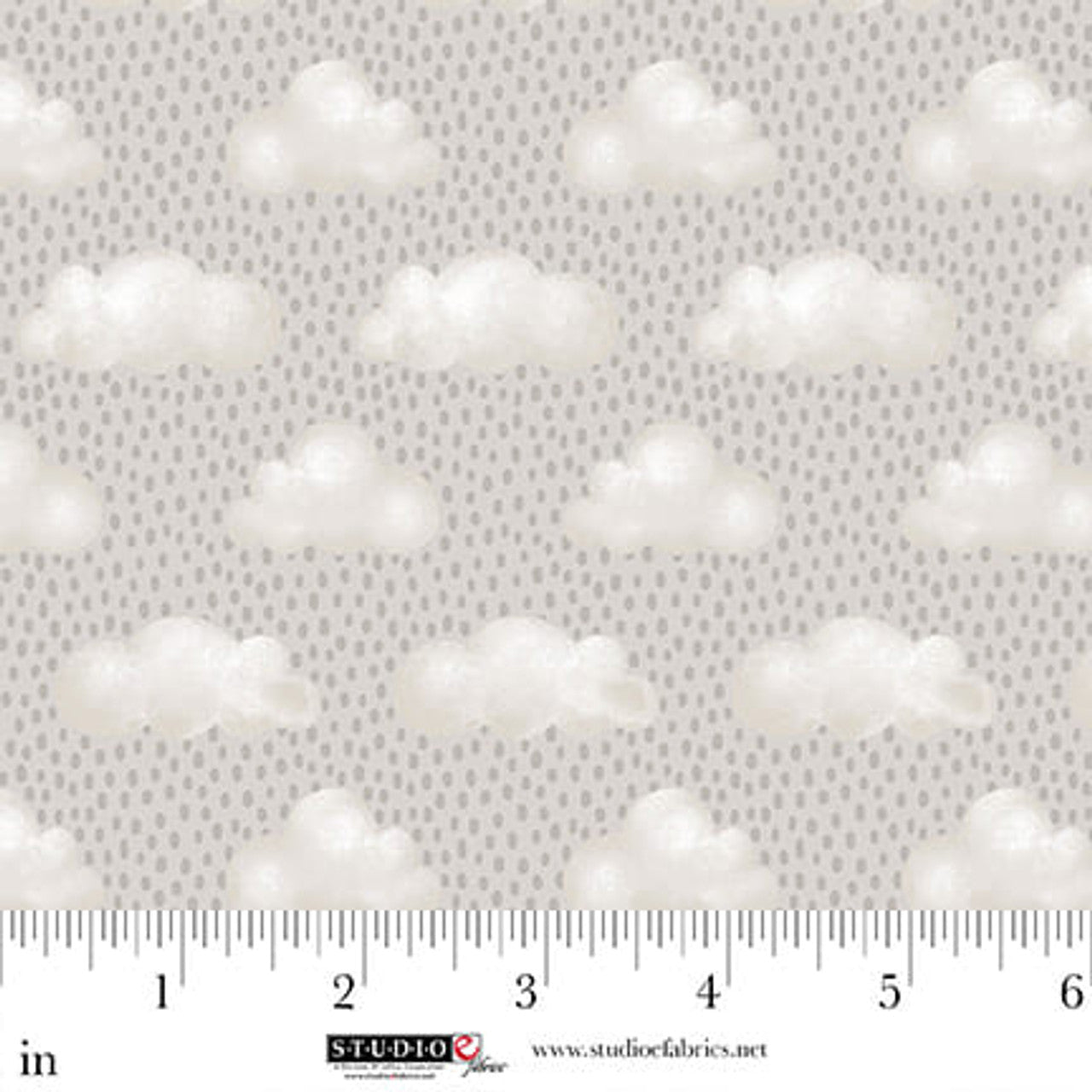 Sleepy Teddy Clouds Gray White novelty cotton quilting fabric