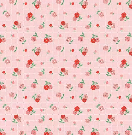 Poppie Cotton Farmhouse Fancy Pink Tea Towel quilting cotton