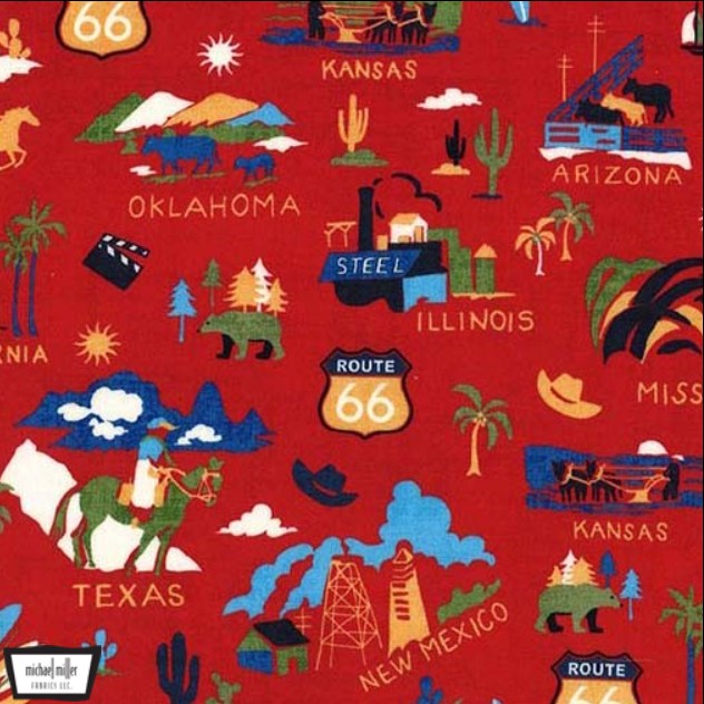 Michael Miller The Mother Road Red DCX12519-REDX quilting cotton fabric