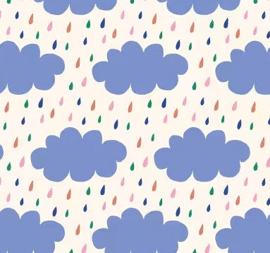Cloud 9 Happy Rain 228253 organic blue quilting cotton fabric