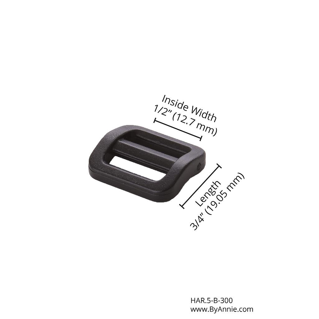1/2" Slider - Black Plastic