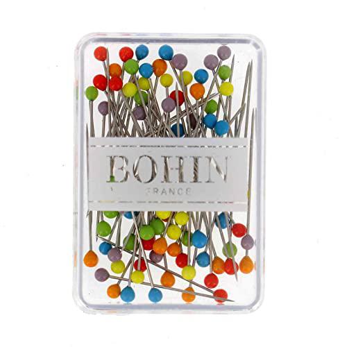 Bohin 1-1/4 inch Glass Head Sewing Pins 80 count notion