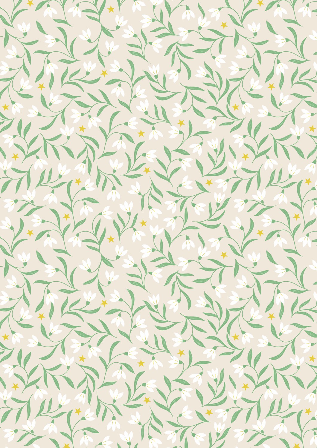 Lewis and Irene - Christmas in Bluebell Wood - Snowdrops on cream (with gold metallic) - C140A