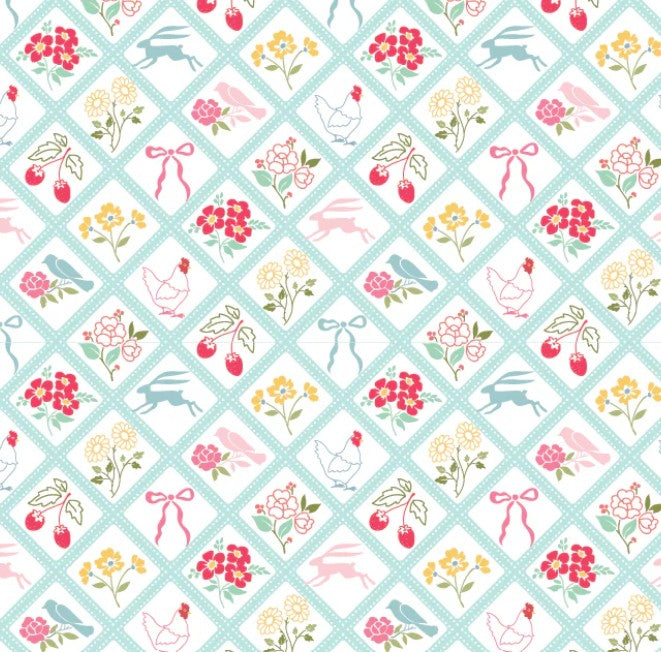 Poppie Cotton Rosy Cheeks Bon Jour Blue quilting cotton