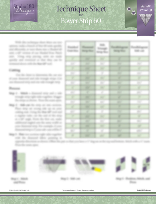 Studio 180 Design Power Strip 60 technique sheet quilting pattern