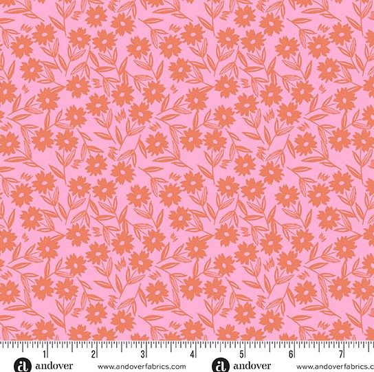 andover- Pink Sunshine Blooms 1569EO Petals and Stitches by Stephanie Organes