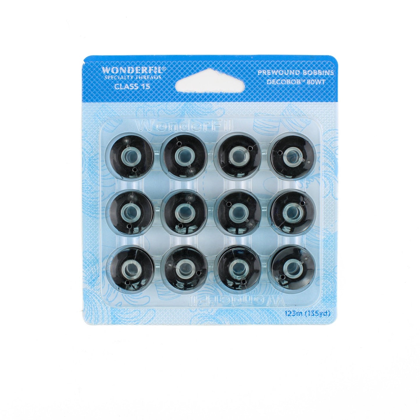WonderFil - Decobob Prewound Bobbin - Black DB101 - 80wt - Class 15