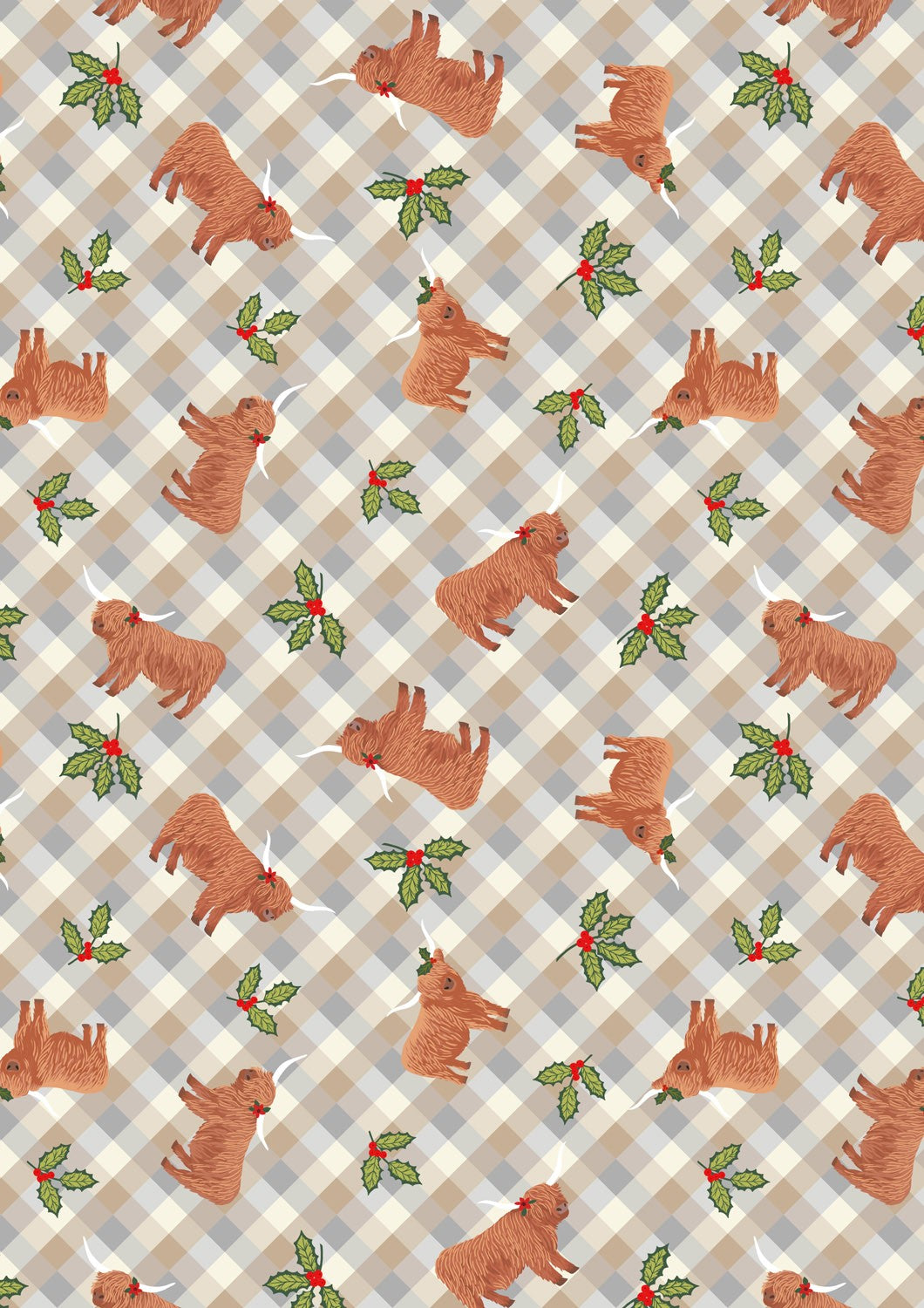 Lewis and Irene - Celtic Christmas -Highlands and holly winter morning gingham - C135A