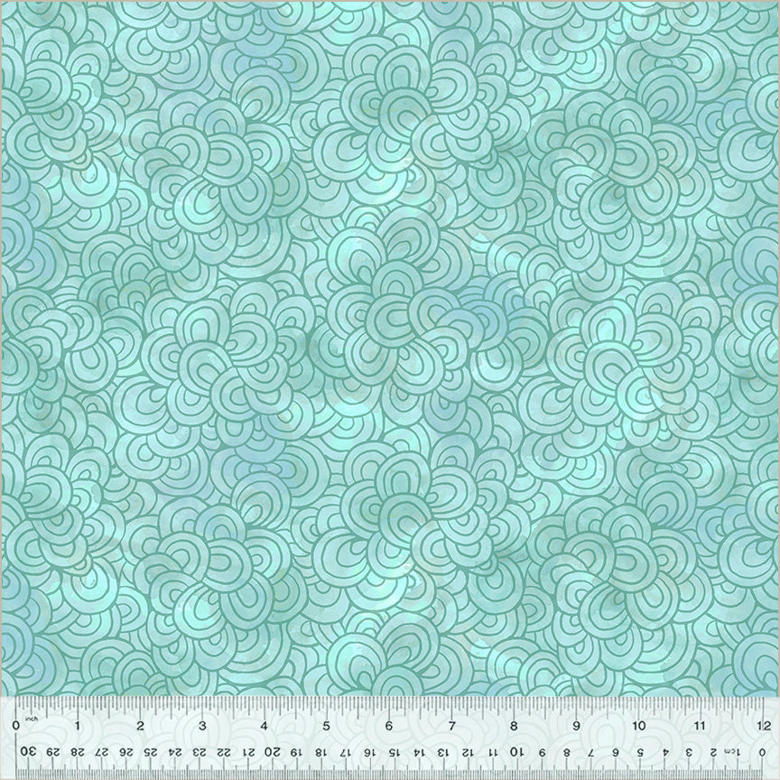 Wild Meadow Petal Pavers Aqua quilting fabric floral collection