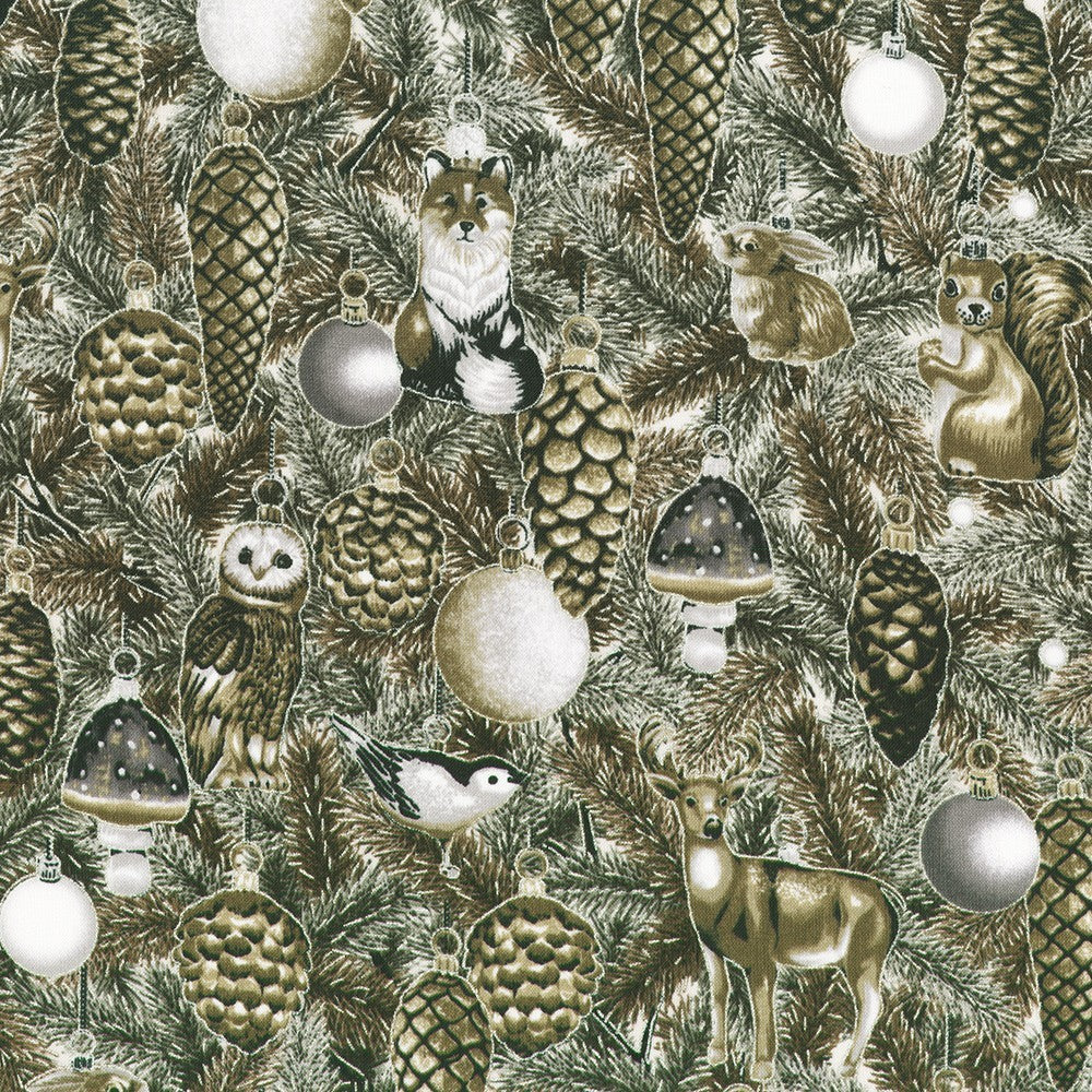 Robert Kaufman - Holiday Flourish - Forest Glen -SRKM-23701-160 TAUPE
