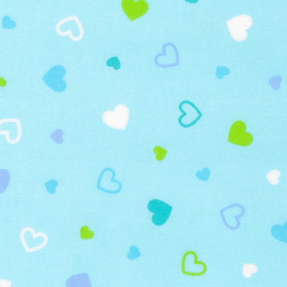 Cozy Cotton Flannel, Hearts, Blue