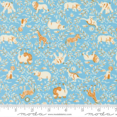 Moda Animal Park Fun Sky 20964 13 blue zoo quilting cotton