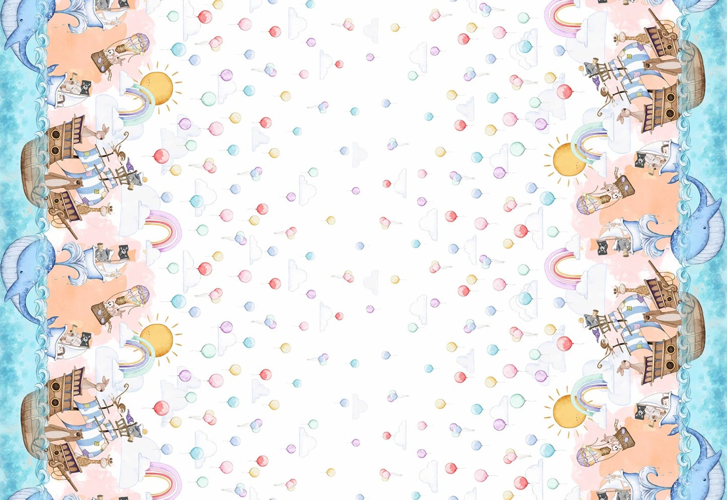 Michael Miller Fanta-Sea Double Border 15in baby multicolor fabric