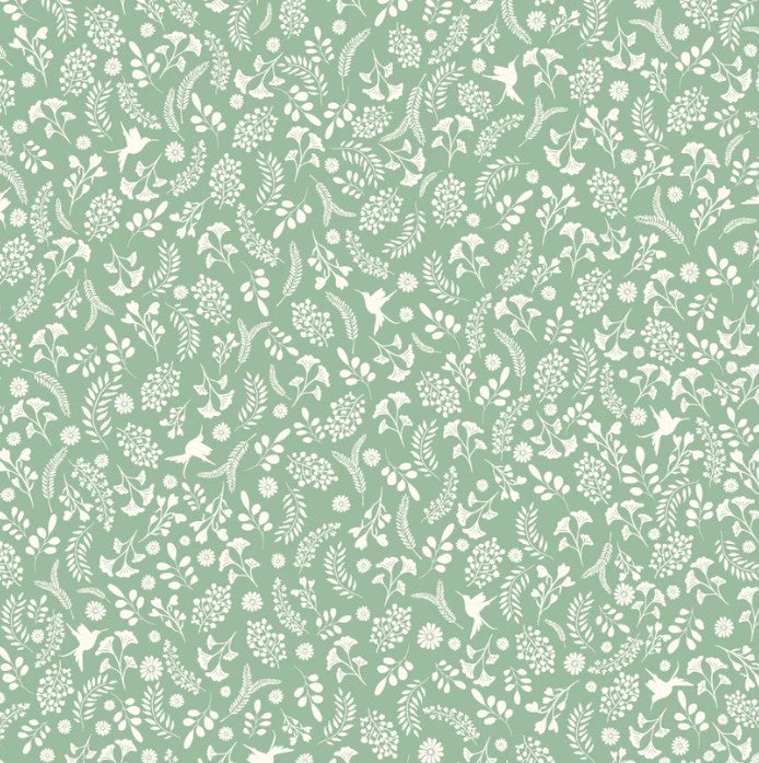 Poppie Cotton Whimsical Green cotton quilting fabric