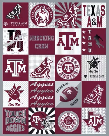 Texas AM Micro Minky t-shirt design licensed fabric