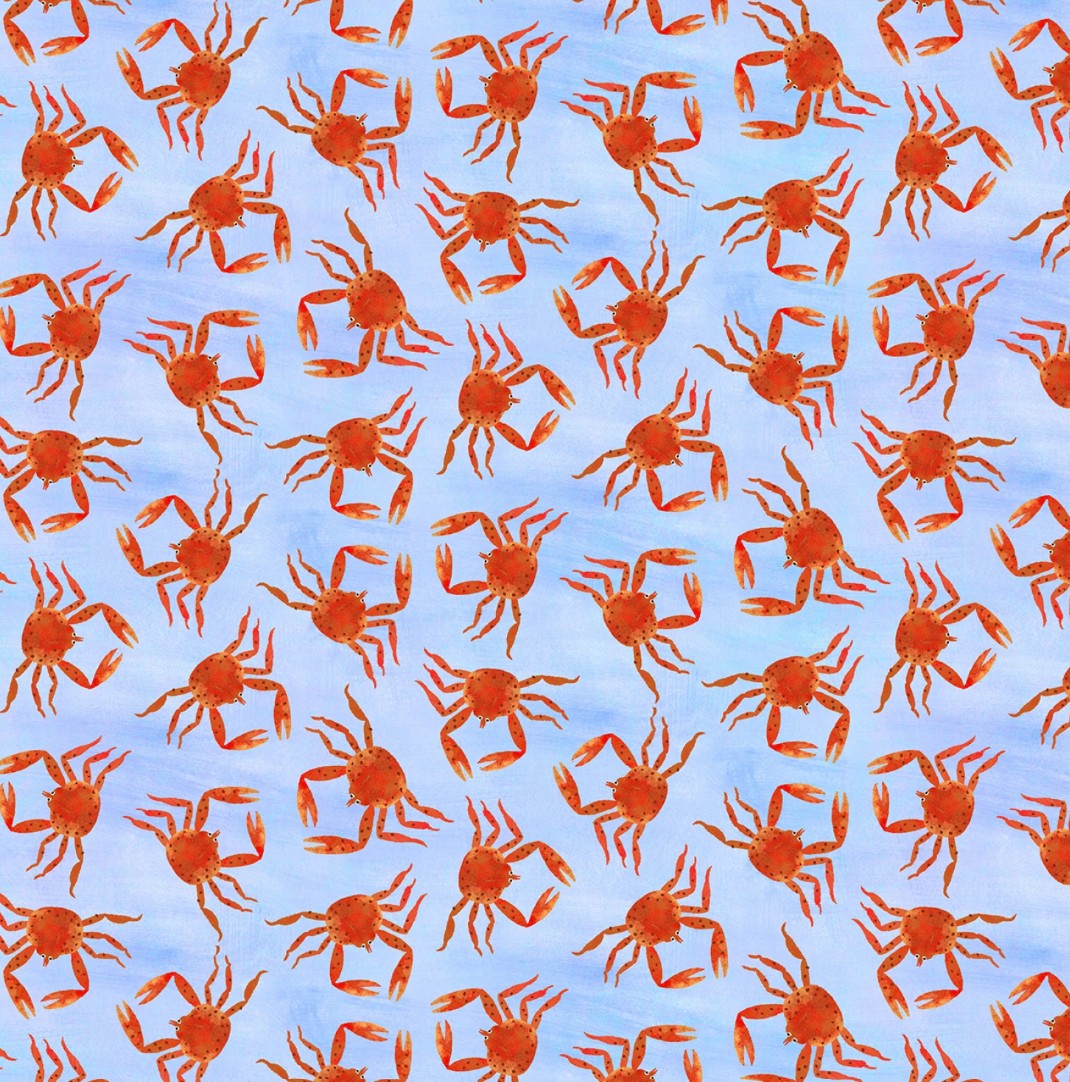 Michael Miller Breeze Alaska King Crab aqua teal novelty fabric