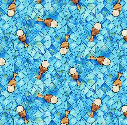 Henry Glass Faith in Full Color 2182-73 Turquoise Multi quilting cotton