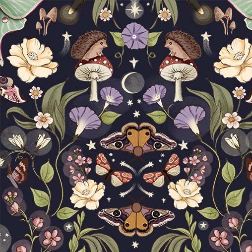 Michael Miller Lunar Moths midnight nocturnal quilting fabric