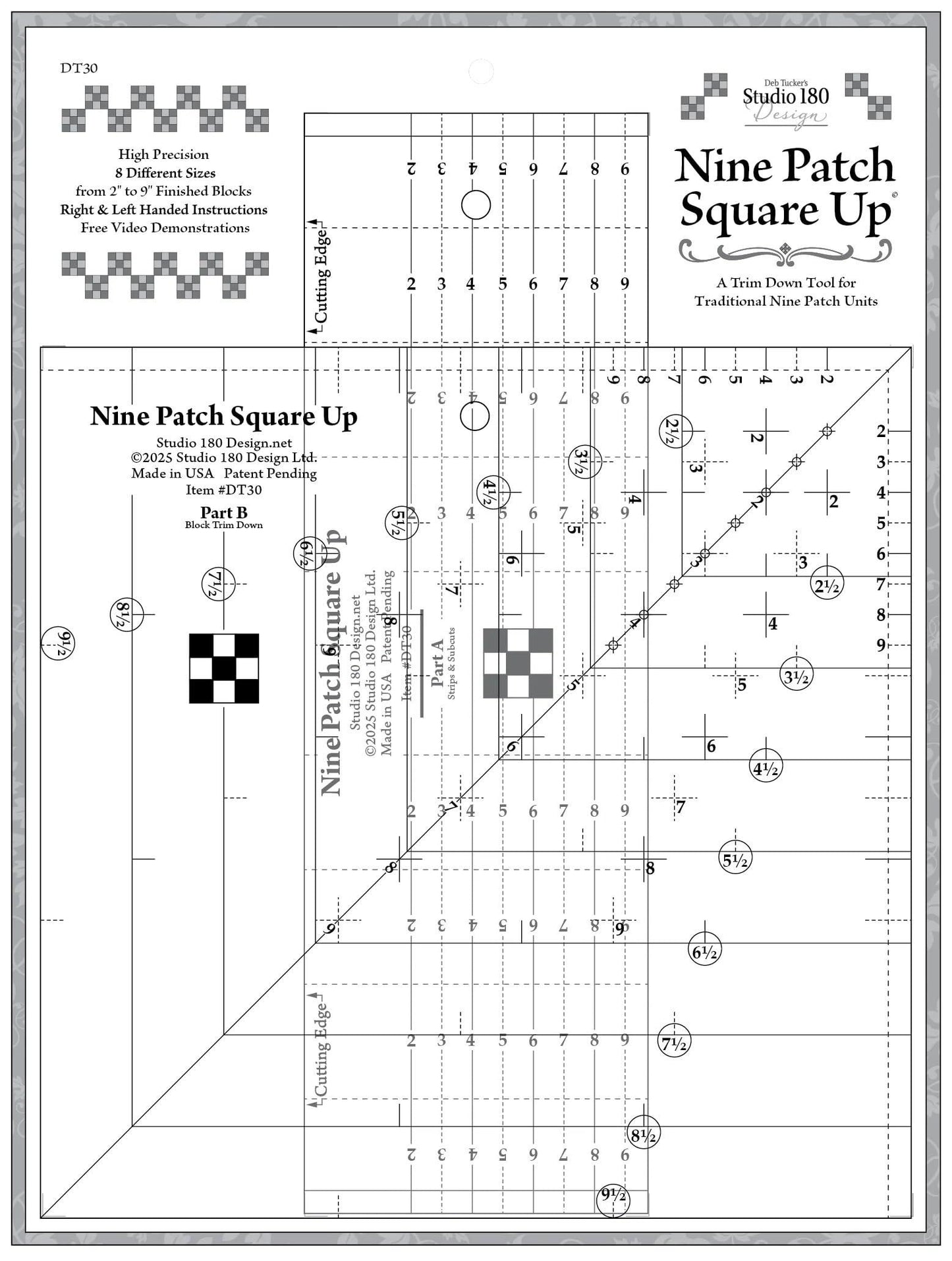 Studio 180 Design Nine Patch Square Up quilting ruler