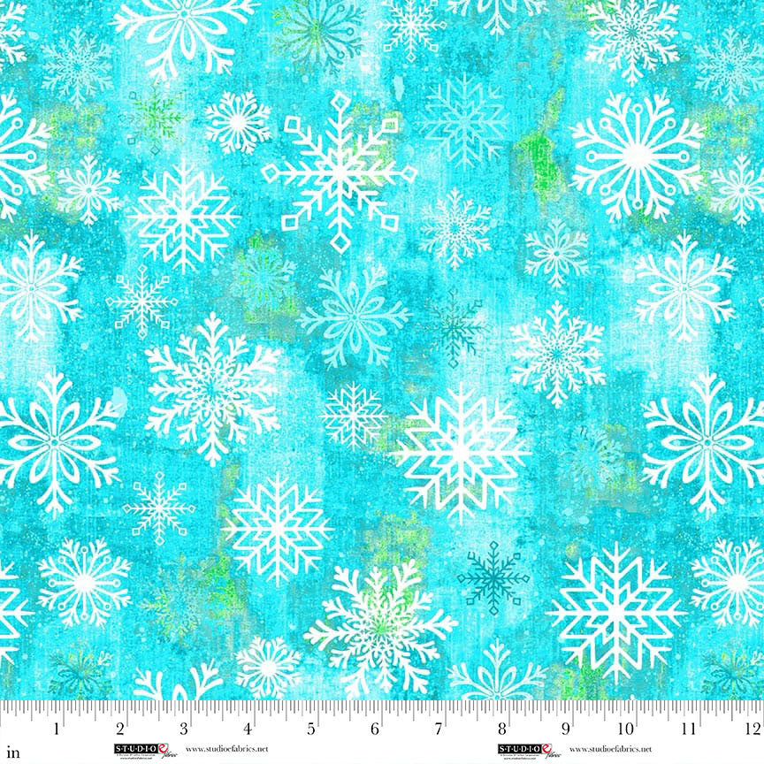 Studio E Snowburst 8398-16 Caribbean aqua quilting cotton fabric