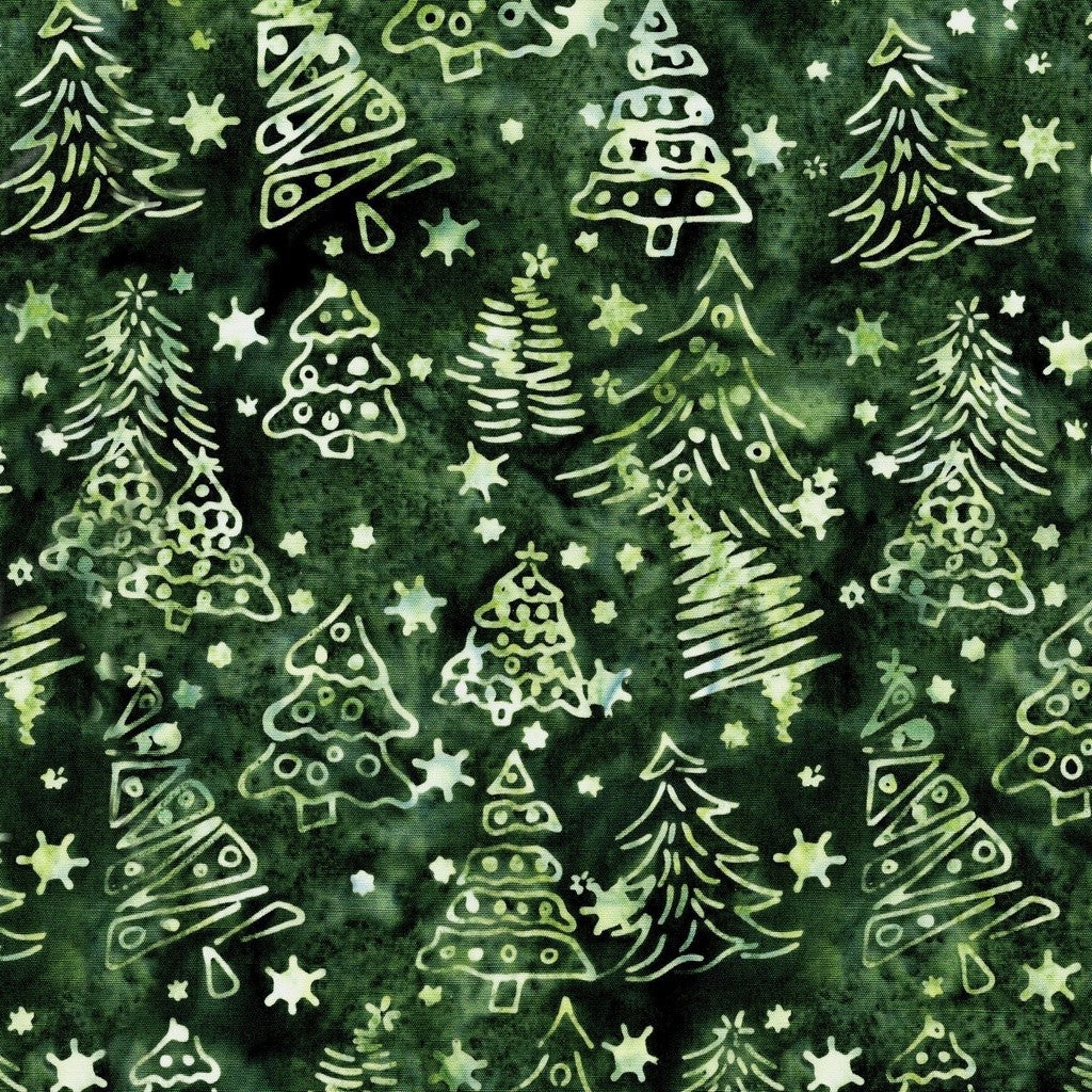 Lumin Fabrics - Retro Holidays - Carol Moellers - Christmas Trees Green Spinach