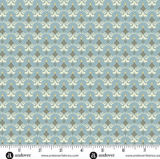 Andover Flourish Evolving Grace Blue 1627B quilting fabric