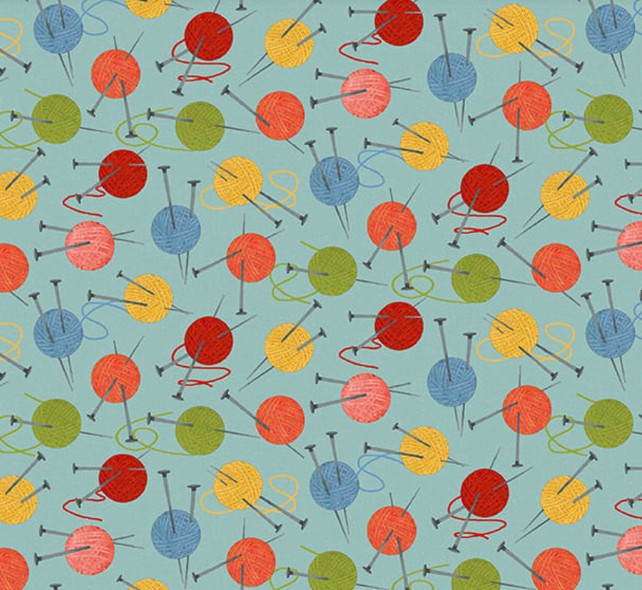Studio E Knit 1 Purr 2 Medium Blue 8476-17 cat print quilting cotton