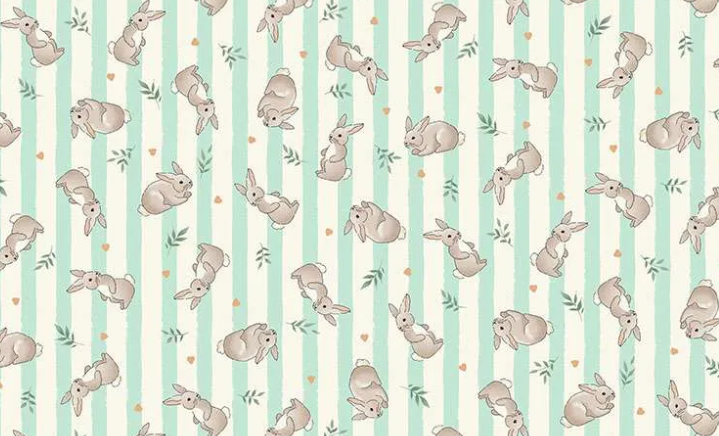 Makower UK Little Ones Bunnies Teal 191T baby quilting cotton