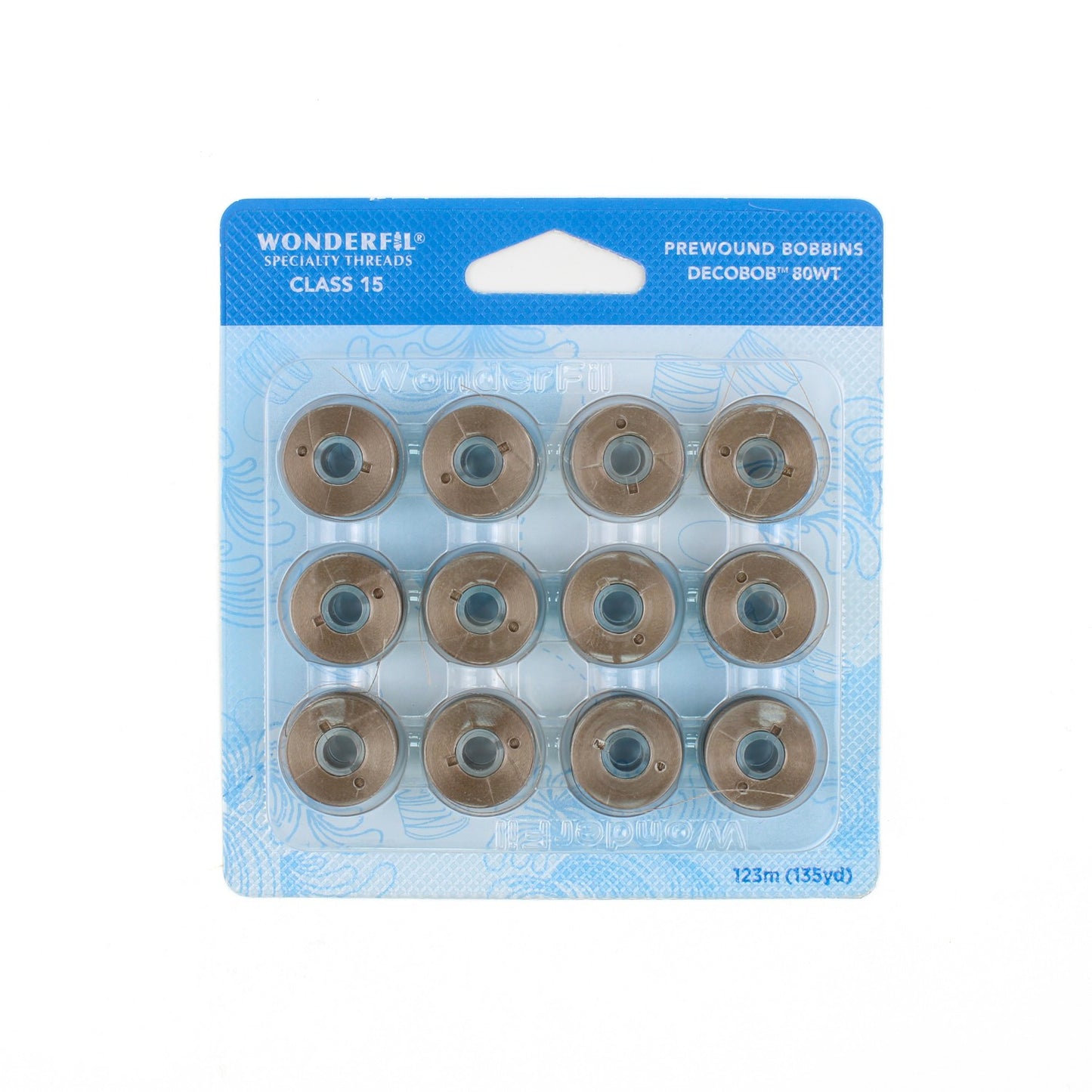 WonderFil Decobob prewound bobbin brown grey DB114 80wt machine quilting